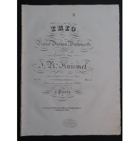 HUMMEL J. N. Trio op 65 Piano Violoncelle ca1820