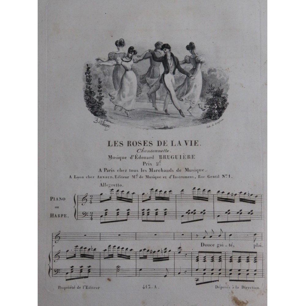 BRUGUIÈRE Édouard Les Roses de la Vie Chant Piano ou Harpe ca1830