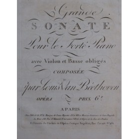 BEETHOVEN Grande Sonate op 63 Violon ca1807