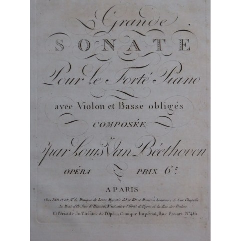 BEETHOVEN Grande Sonate op 63 Violon ca1807