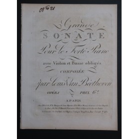 BEETHOVEN Grande Sonate op 63 Violon ca1807