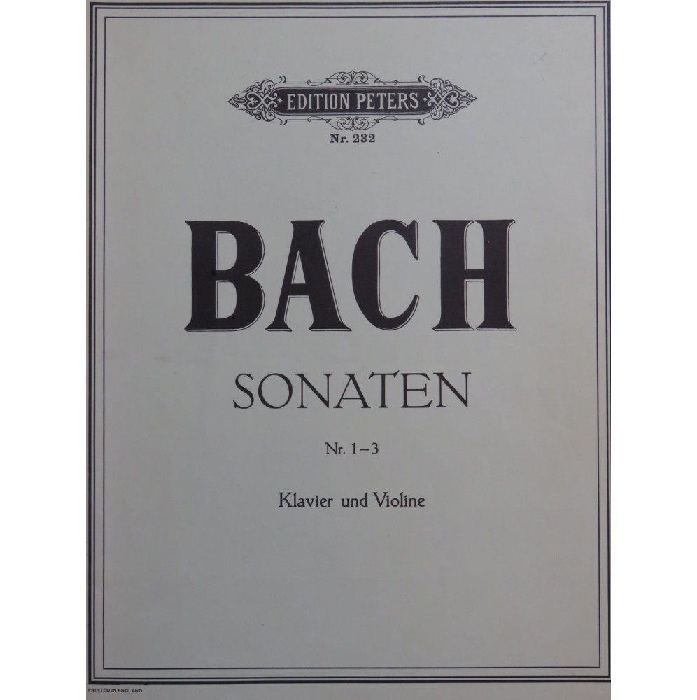 BACH J. S. Sonaten Sonates 1 à 3 Violon Piano