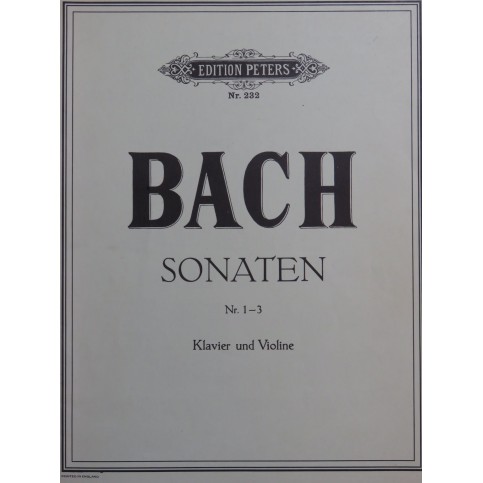 BACH J. S. Sonaten Sonates 1 à 3 Violon Piano