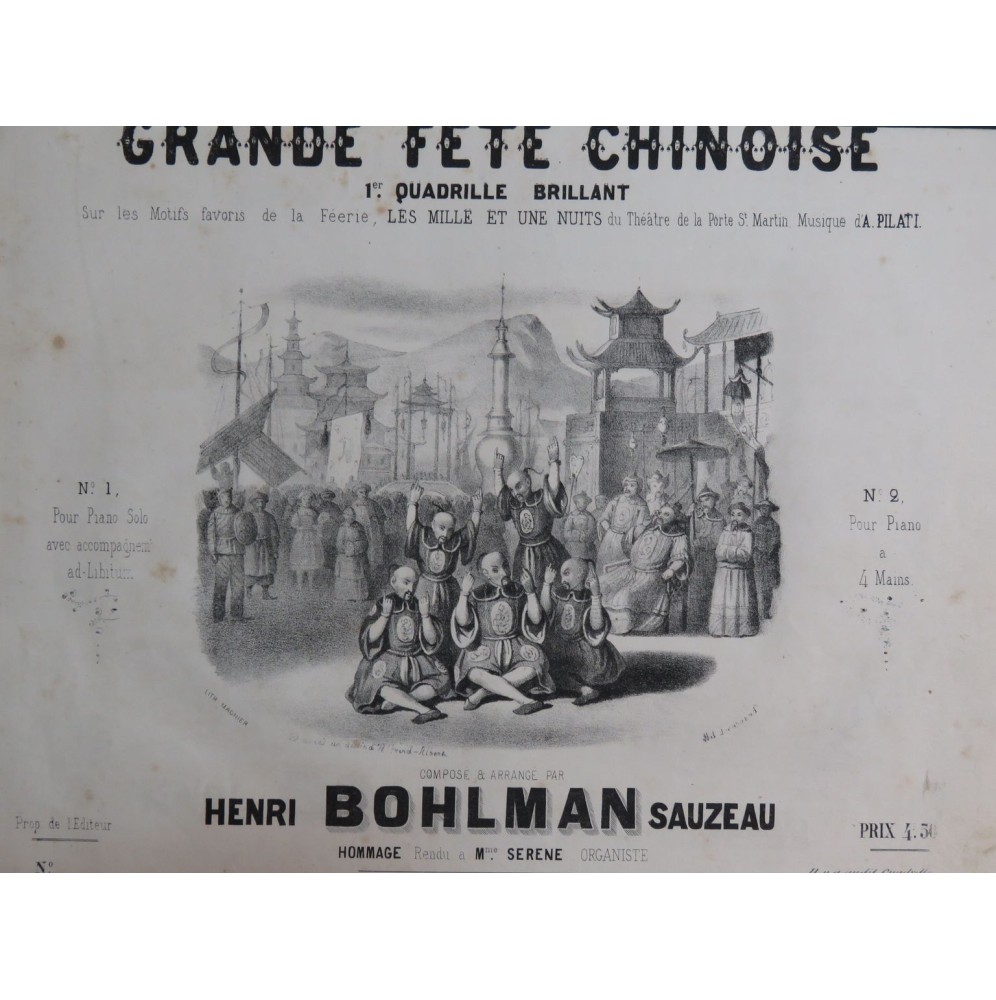 BOHLMAN SAUZEAU Henri Grande Fête Chinoise Piano ca1850