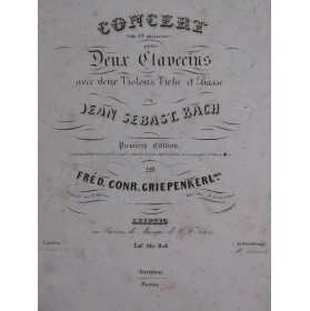 BACH J. S. Concert en Ut mineur BWV 1060 2 Clavecins Violon Alto 1848