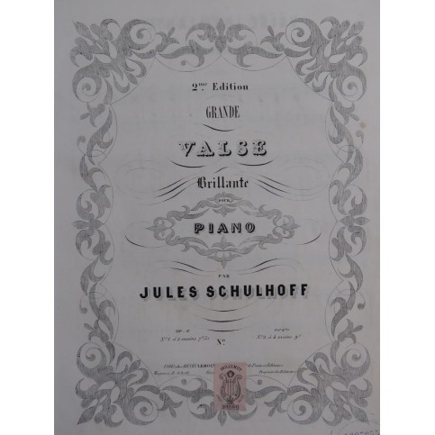 SCHULHOFF Jules Grande Valse Brillante op 6 bis Piano 4 mains ca1851