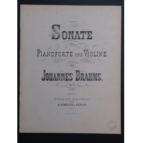 BRAHMS Johannes Sonate op 78 Piano Violon 1880