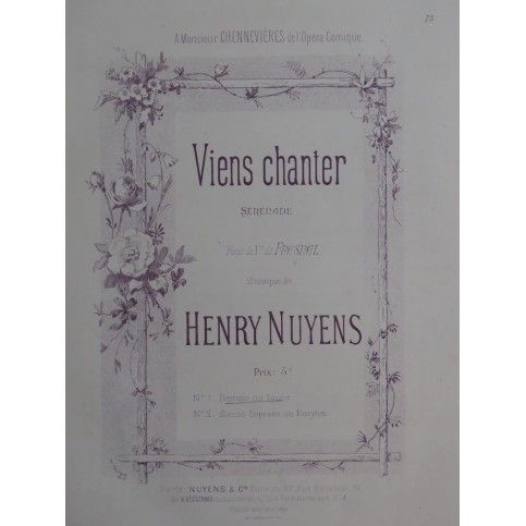 NUYENS Henry Viens chanter Chant Piano