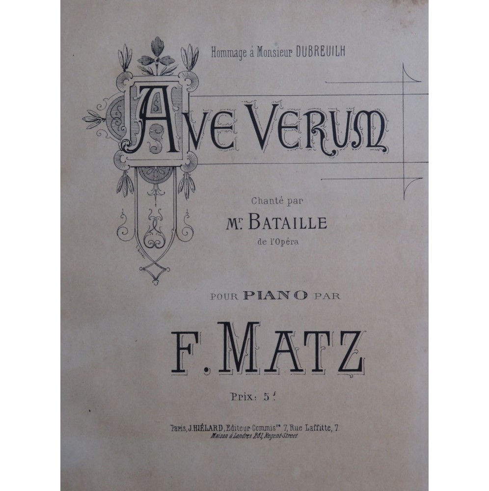 MATZ F. Ave Verum Chant Orgue