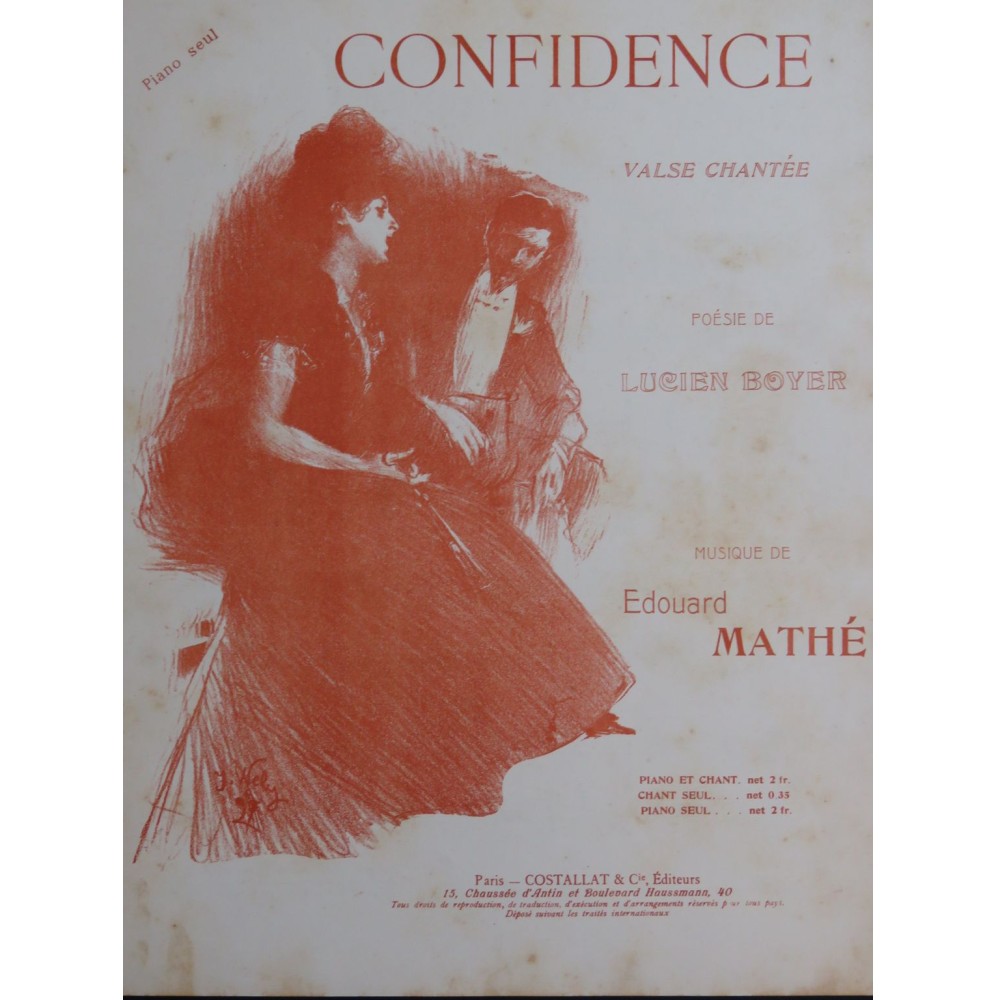 MATHÉ Edouard Confidence Piano ca1905