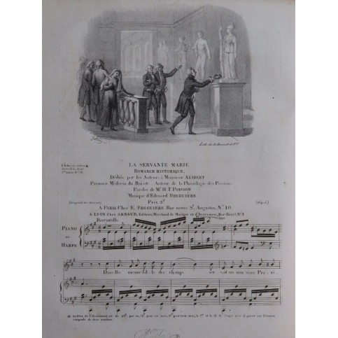 BRUGUIÈRE Edouard La Servante Marie Chant Piano ca1830