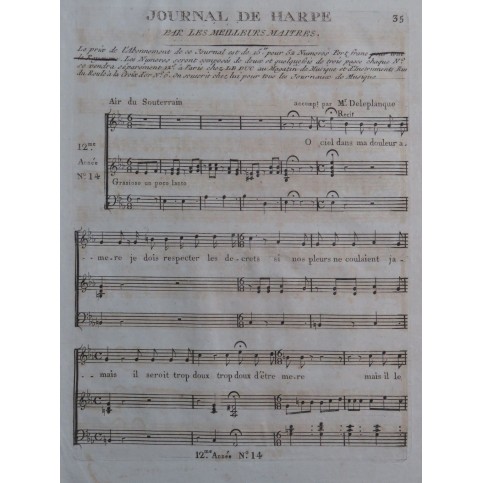 DELEPLANQUE Air du Souterrain Chant Harpe ca1790