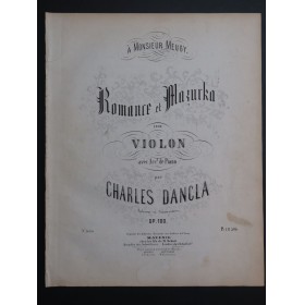 DANCLA Charles Romance et Mazurka op 100 Piano Violon ca1860