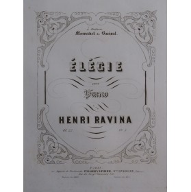 RAVINA Henri Élégie op 22 Piano ca1850