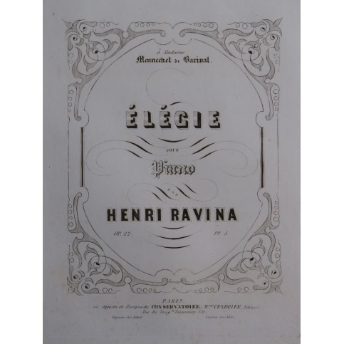 RAVINA Henri Élégie op 22 Piano ca1850