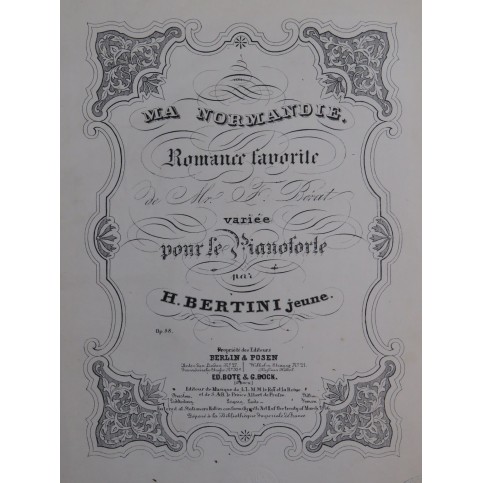 BERTINI Henri Ma Normandie op 88 Piano ca1840