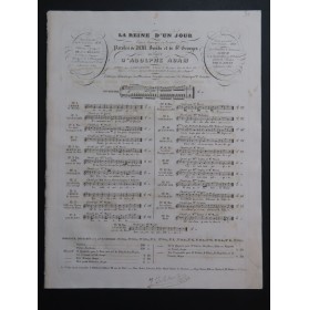 ADAM Adolphe La Reine d'un Jour No 3 Chant Piano ca1840