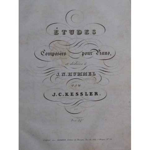 KESSLER Joseph Christoph Études op 20 Piano ca1825