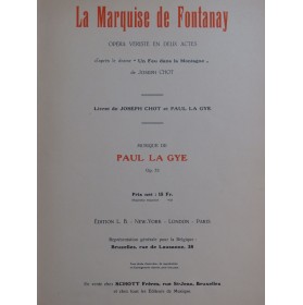 LA GYE Paul La Marquise de Fontanay Opéra Dédicace Chant Piano 1924