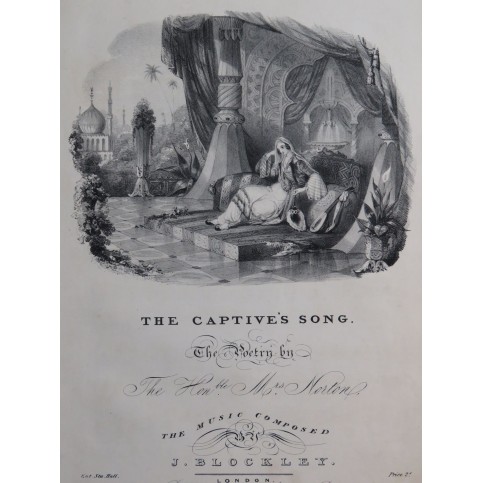 BLOCKLEY J. The Captive's Song Chant Piano ca1840