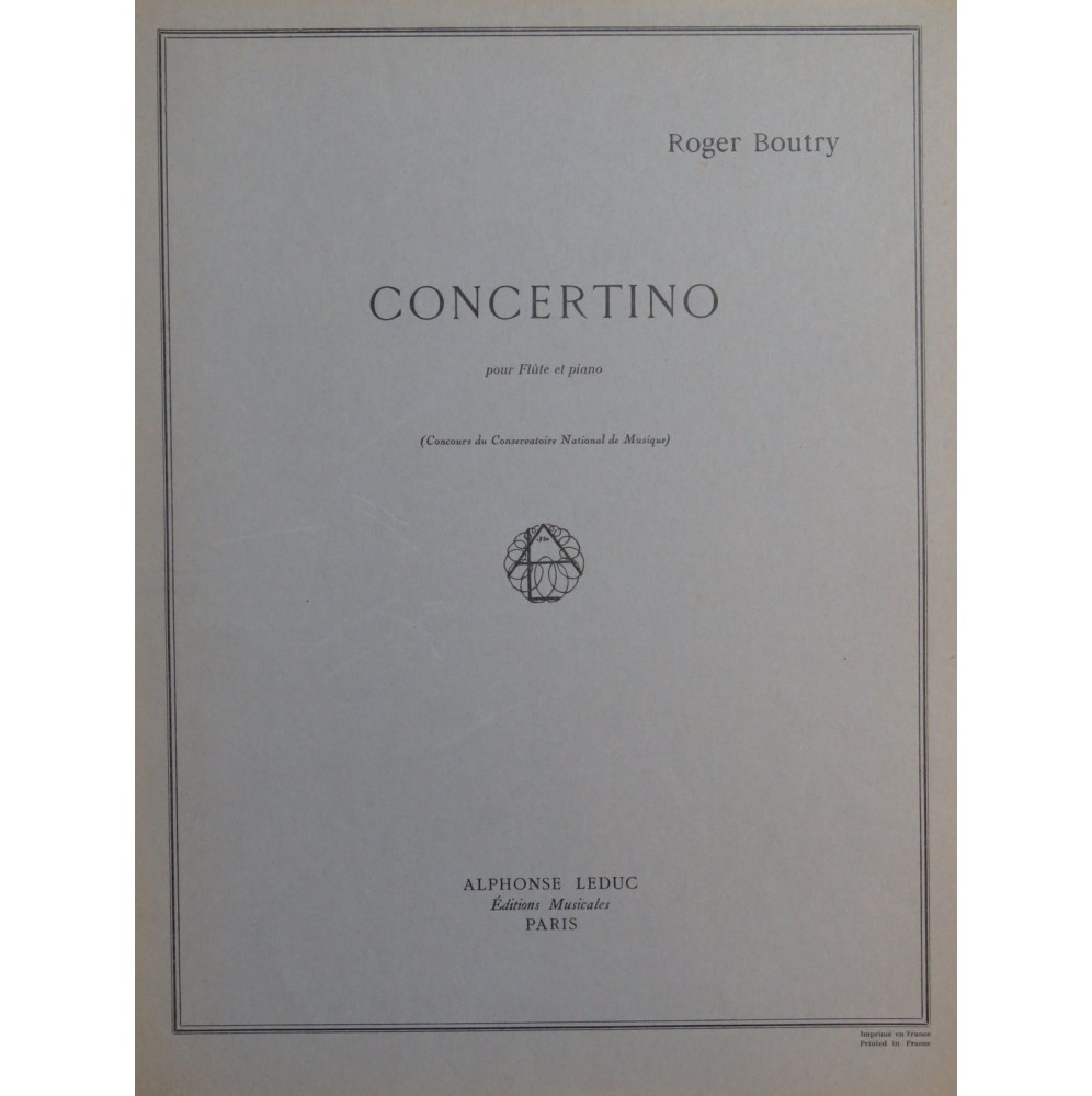 BOUTRY Roger Concertino Piano Flûte 1955