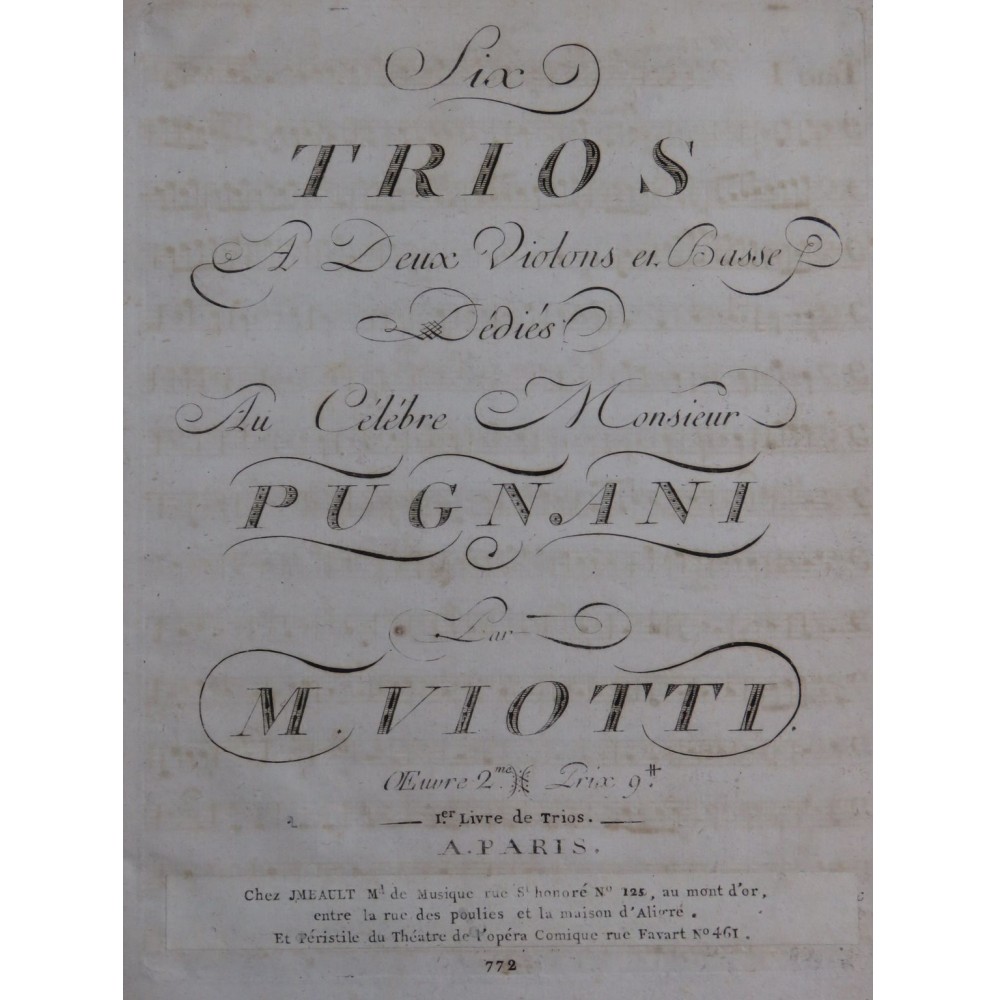 VIOTTI J. B. Six Trios op 2 2 Violons Basse ca1790