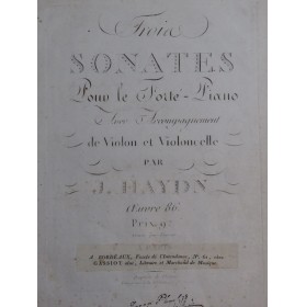 HAYDN Joseph Trois Sonates op 36 Piano Violon Violoncelle XVIIIe