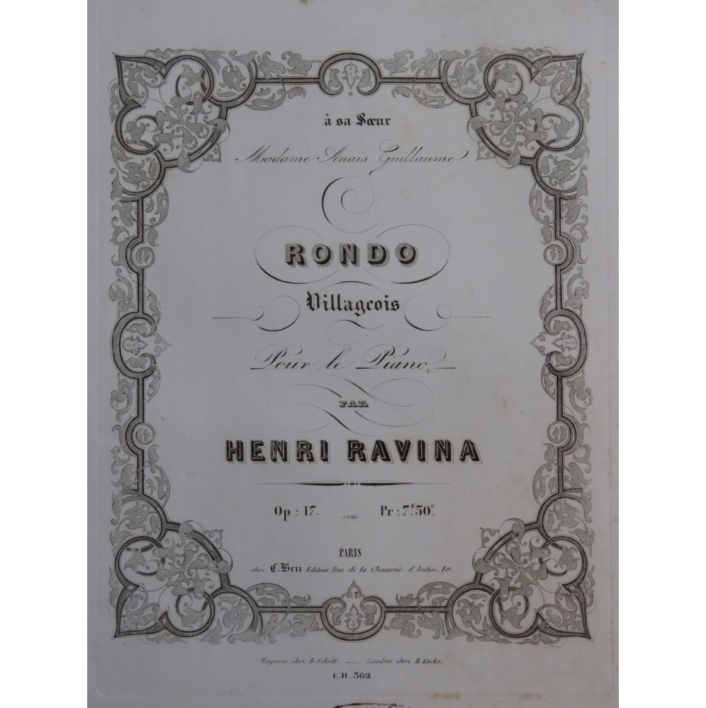 RAVINA Henri Rondo Villageois op 17 Piano ca1845