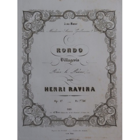 RAVINA Henri Rondo Villageois op 17 Piano ca1845