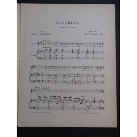 GALLOIS Victor Cocorico Chant Piano 1910