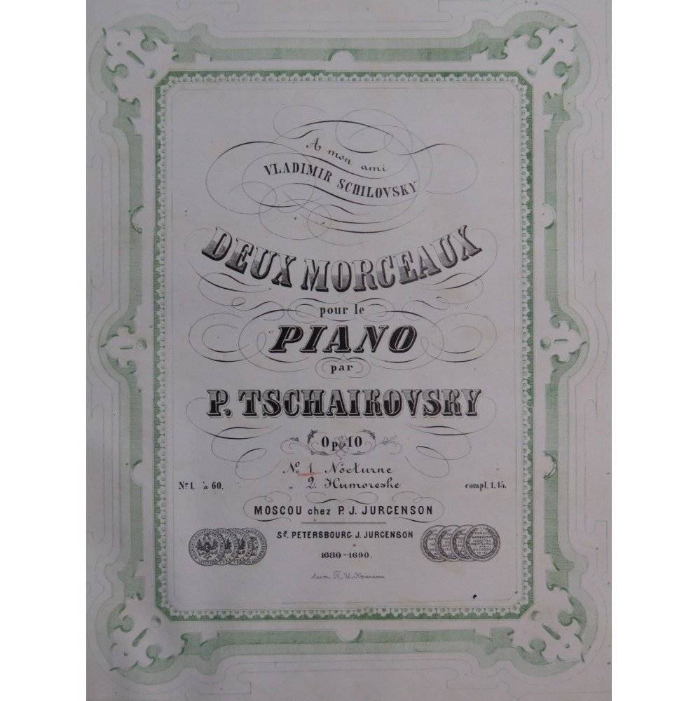 TSCHAIKOWSKY P. I. Nocturne op 10 Piano 1874