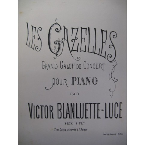 BLANLUETTE-LUCE Victor Les Gazelles Piano