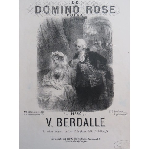 BERDALLE Victor Le Domino Rose Polka Piano ca1850