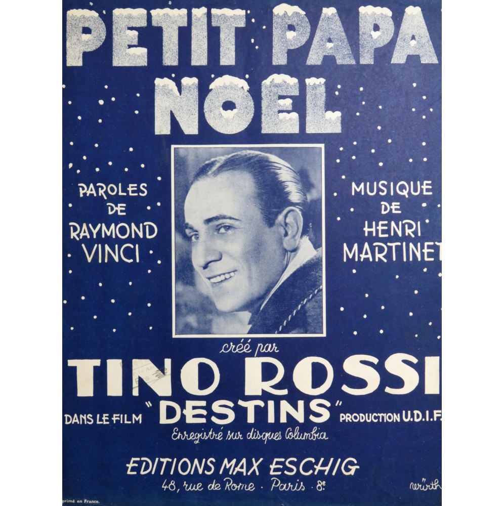 MARTINET Henri Petit Papa Noël Tino Rossi Chant Piano 1946