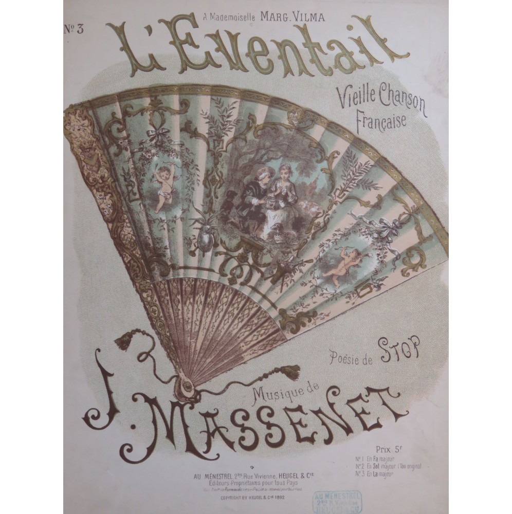 MASSENET Jules L'Éventail Chant Piano 1905