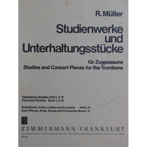 MÜLLER Robert Studienwerk und Unterhaltungsstücke Trombone