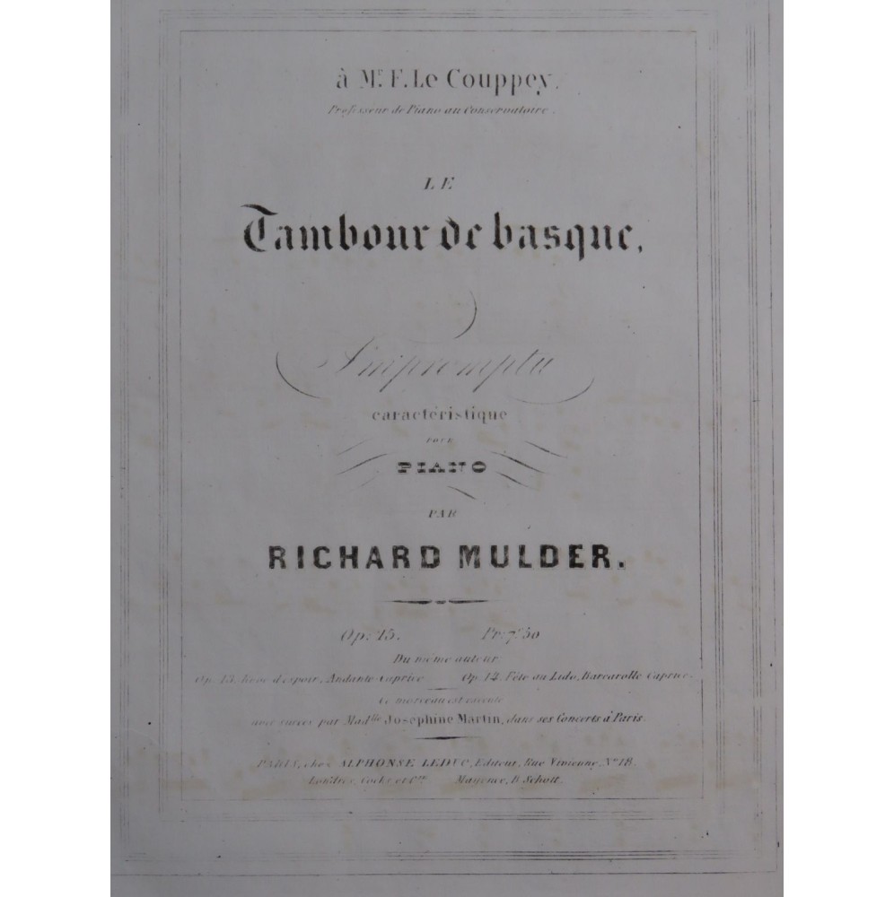 MULDER Richard Tambour de basque op 15 Piano ca1852