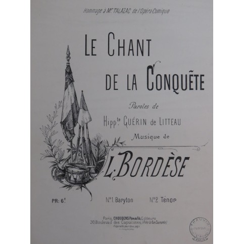 BORDÈSE Luigi Le Chant de la Conquête Chant Piano ca1885