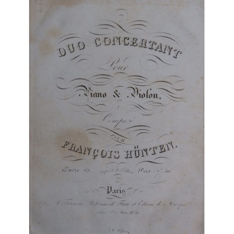 HÜNTEN François Duo Concertant op 23 Piano ca1827