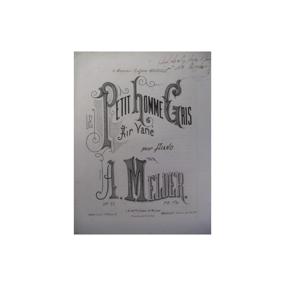 MELDER A. Le Petit Homme Gris Piano XIXe