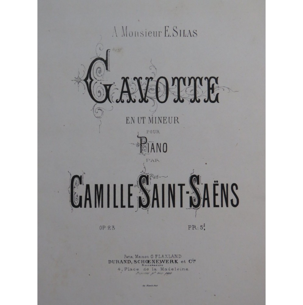 SAINT-SAËNS Camille Gavotte op 23 Piano 1872