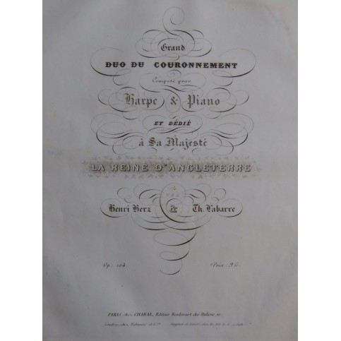 HERZ Henri LABARRE Théodore Grand Duo Couronnement op 104 Piano ca1860