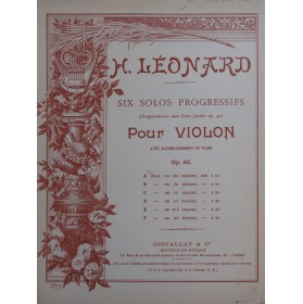 LÉONARD H. Solo en Ut Majeur op 62 Violon Piano ca1898