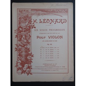 LÉONARD H. Solo en Ut Majeur op 62 Violon Piano ca1898