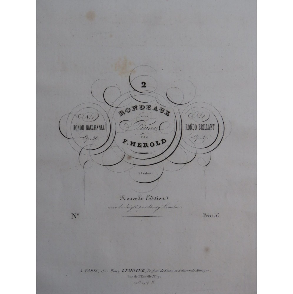 HEROLD Ferdinand Rondo Bacchanal op 36 Piano ca1837