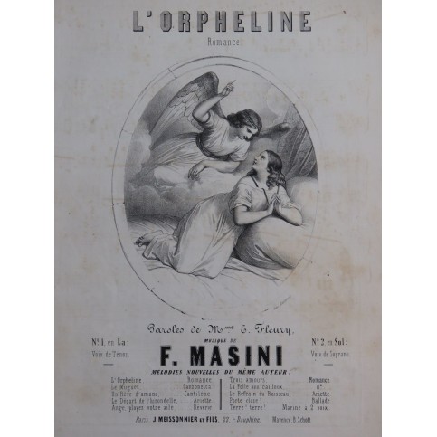 MASINI F. L'Orpheline Chant Piano ca1840