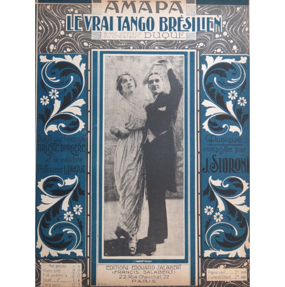 STORONI J. Amapa Tango Brésilien Piano 1913