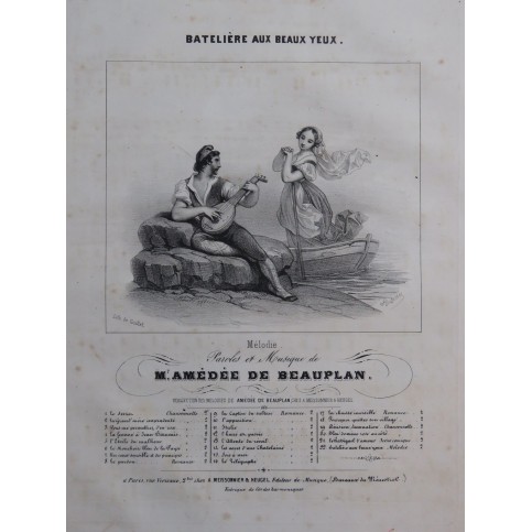 DE BEAUPLAN Amédée Batelière aux Beaux Yeux Chant Piano ca1840