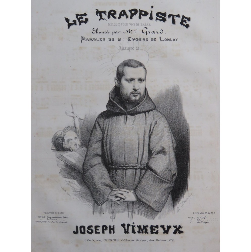 VIMEUX Joseph Le Trappiste Chant Piano ca1840