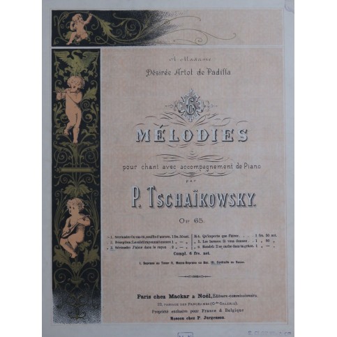 TSCHAIKOWSKY P. I. Sérénade op 65 Chant Piano ca1890